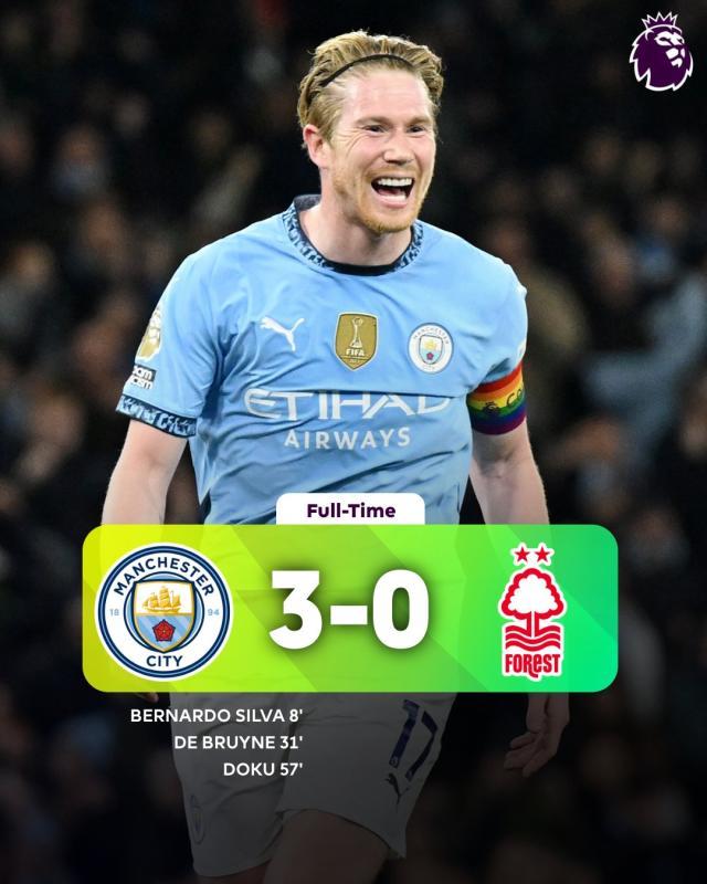 星空体育官网-【英超】曼城3比0森林止不胜，多库、德布劳内传射